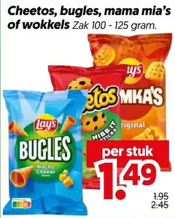 Dekamarkt Cheetos, bugles, mama mia's of wokkels aanbieding