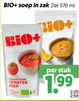Dekamarkt BIO+ soep in zak aanbieding