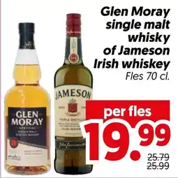 Dekamarkt Glen Moray single malt whisky of Jameson Irish whiskey aanbieding