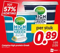 Dekamarkt Campina high protein Greek aanbieding