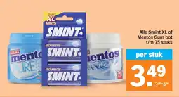 Albert Heijn Alle Smint XL of Mentos Gum pot t/m 75 stuks aanbieding