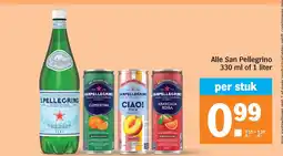 Albert Heijn Alle San Pellegrino 330 ml of 1 liter aanbieding
