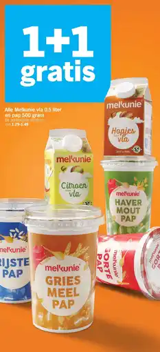 Albert Heijn Alle Melkunie vla 0.5 liter en pap 500 gram aanbieding