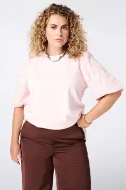 Wehkamp MS Mode jacquard top Plus Size - lichtroze aanbieding