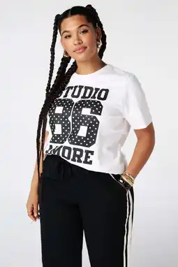Wehkamp MS Mode T-shirt Plus Size met print - wit aanbieding
