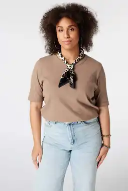 Wehkamp MS Mode top Plus Size - taupe aanbieding