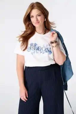 Wehkamp MS Mode T-shirt Plus Size met tekst - wit aanbieding