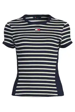 Wehkamp Tommy Jeans aansluitende gestreepte top - marineblauw aanbieding