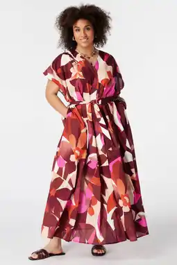 Wehkamp MS Mode jurk met ceintuur, Plus Size en print - meerkleurig aanbieding