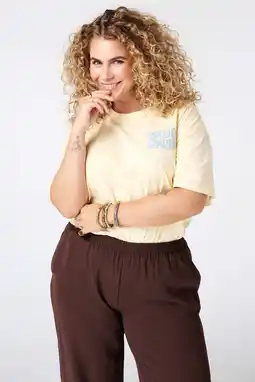 Wehkamp MS Mode T-shirt met print Plus Size - lichtgeel aanbieding