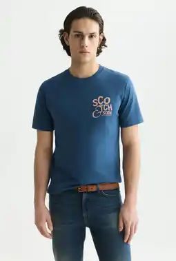 Wehkamp Scotch & Soda regular fit T-shirt met print - blauw aanbieding