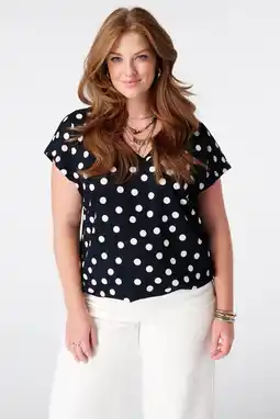 Wehkamp MS Mode top Plus Size met stippen - blauw aanbieding