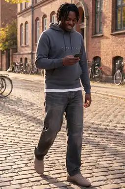 Wehkamp JACK & JONES PLUS SIZE relaxed fit hoodie met print - grijsblauw aanbieding