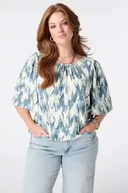 Wehkamp MS Mode top met print Plus Size - blauw aanbieding