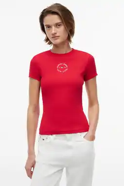 Wehkamp Tommy Jeans katoenen top met print - rood aanbieding