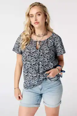 Wehkamp MS Mode gebloemde blousetop Plus Size - blauw aanbieding