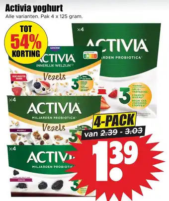 Activia yoghurt Alle varianten. Pak 4 x 125 gram.