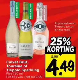 Vomar Voordeelmarkt Calvet Brut, Touraine of Tiepolo Sparkling aanbieding