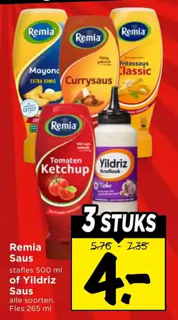 Vomar Voordeelmarkt Remia Saus of Yildriz Saus aanbieding