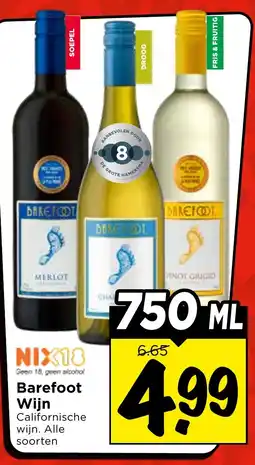 Vomar Voordeelmarkt Barefoot Wijn aanbieding