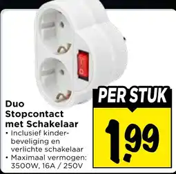 Vomar Voordeelmarkt Duo Stopcontact met Schakelaar aanbieding