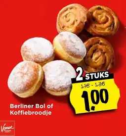Vomar Voordeelmarkt Berliner Bol of Koffiebroodje aanbieding