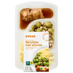 PLUS PLUS Spruitjes slavink en aardappelpuree aanbieding