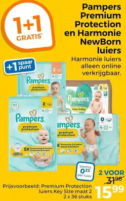 Trekpleister Pampers Premium Protection en Harmonie NewBorn luiers aanbieding