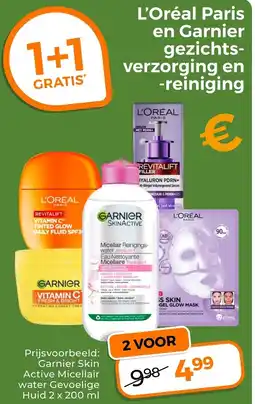 Trekpleister L'Oréal Paris en Garnier gezichtsverzorging en -reiniging aanbieding