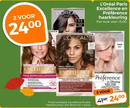 Trekpleister L'Oréal Paris Excellence en Préférence Haarkleuring aanbieding