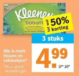 Albert Heijn Alle A-merk tissues en zakdoekjes aanbieding