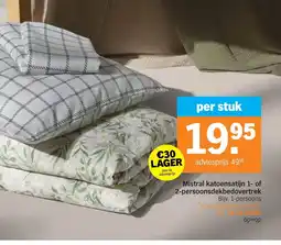Albert Heijn Mistral katoensatijn 1- of 2-persoonsdekbedovertrek aanbieding