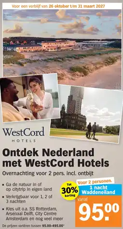 Albert Heijn Ontdek Nederland met WestCord Hotels aanbieding