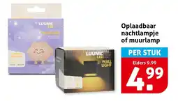 Hoogvliet Oplaadbaar nachtlampje of muurlamp aanbieding