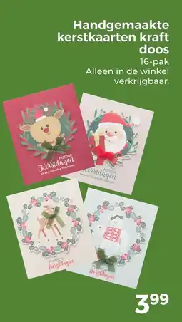 Trekpleister Handgemaakte kerstkaarten kraft doos aanbieding