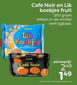 Trekpleister Cafe Noir en Lik koekjes fruit aanbieding