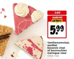 Jumbo Vanilleroomvlaai, aardbei bavarois vlaai of bosvruchten meringue vlaai Halve vlaai aanbieding