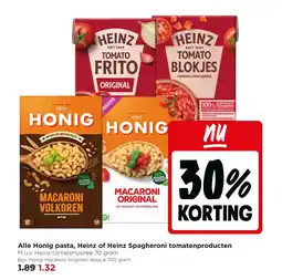 Jumbo Alle Honig pasta, Heinz of Heinz Spagheroni tomatenproducten aanbieding