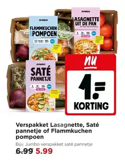 Jumbo Verspakket Lasagnette, Saté pannetje of Flammkuchen pompoen aanbieding