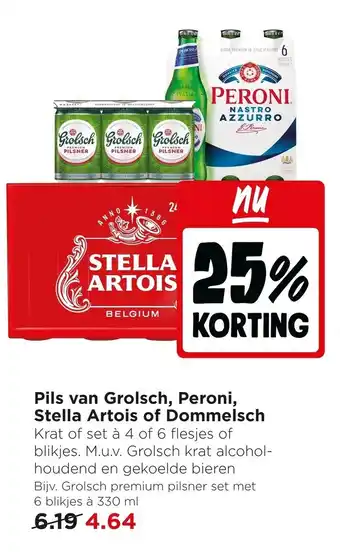 Pils van Grolsch, Peroni, Stella Artois of Dommelsch