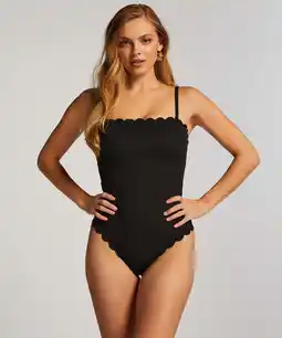 Hunkemoller Hunkemöller Badpak Bandeau Scallop Zwart aanbieding