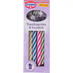 Dekamarkt Dr. Oetker Feestkaarsjes met houders aanbieding