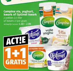 Poiesz Campina vla, yoghurt, kwark of Optimel kwark aanbieding