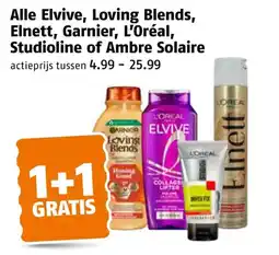 Poiesz Alle Elvive, Loving Blends, Elnett, Garnier, L'Oréal, Studioline of Ambre Solaire aanbieding
