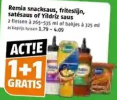 Poiesz Remia snacksaus, friteslijn, satésaus of Yildriz saus aanbieding