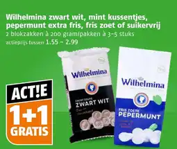 Poiesz Wilhelmina zwart wit, mint kussentjes, pepermunt extra fris, fris zoet of suikervrij aanbieding
