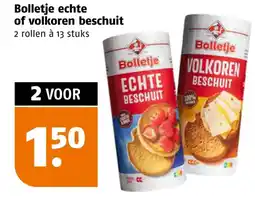 Poiesz Bolletje echte of volkoren beschuit aanbieding