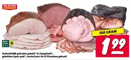 Nettorama Ambachtelijk gebraden gehakt of uiengehakt, gebakken tapas spek, roasted pork rib of fricandeau gekruid aanbieding