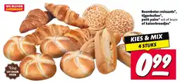 Nettorama Roomboter croissants, tijgerbollen, petit pains of kaiserbroodjes aanbieding