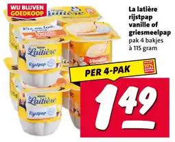 Nettorama La latière rijstpap vanille of griesmeelpap aanbieding